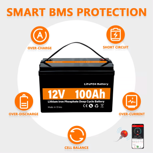 LiFePO4 Solenergilagring Strömbatteri 12V 100Ah